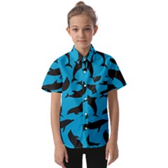 Dolphin Silhouette Pattern Kids  Short Sleeve Shirt