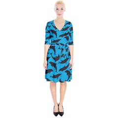 Dolphin Silhouette Pattern Wrap Up Cocktail Dress