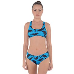 Dolphin Silhouette Pattern Criss Cross Bikini Set by Pakjumat