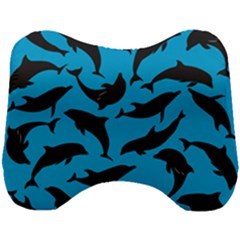 Dolphin Silhouette Pattern Head Support Cushion by Pakjumat