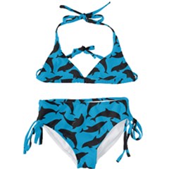 Dolphin Silhouette Pattern Kids  Classic Bikini Set