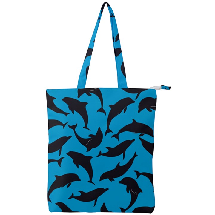 Dolphin Silhouette Pattern Double Zip Up Tote Bag