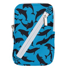 Dolphin Silhouette Pattern Belt Pouch Bag (large)