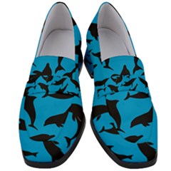 Dolphin Silhouette Pattern Women s Chunky Heel Loafers