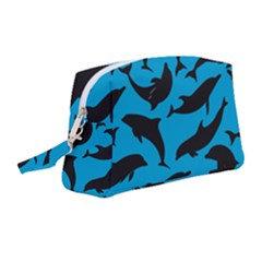 Dolphin Silhouette Pattern Wristlet Pouch Bag (medium)