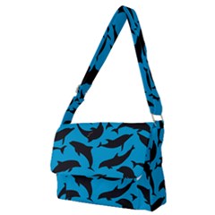 Dolphin Silhouette Pattern Full Print Messenger Bag (m)