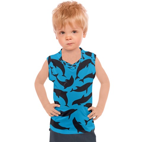 Dolphin Silhouette Pattern Kids  Sport Tank Top by Pakjumat