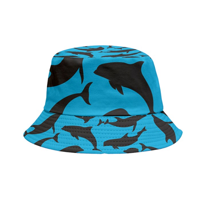 Dolphin Silhouette Pattern Inside Out Bucket Hat