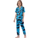 Dolphin Silhouette Pattern Kids  Satin Short Sleeve Pajamas Set View1