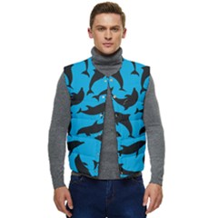 Dolphin Silhouette Pattern Men s Button Up Puffer Vest	