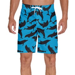 Dolphin Silhouette Pattern Men s Beach Shorts