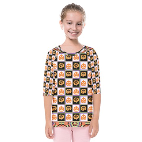 Lantern Chess Halloween Kids  Quarter Sleeve Raglan T-shirt by Pakjumat