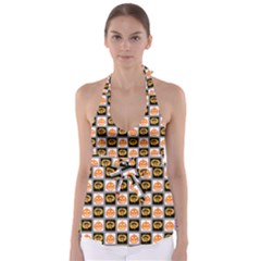 Lantern Chess Halloween Tie Back Tankini Top