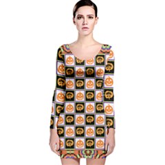 Lantern Chess Halloween Long Sleeve Velvet Bodycon Dress