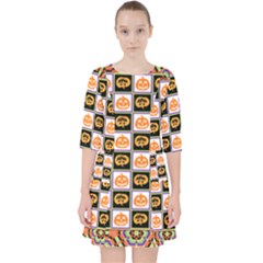 Lantern Chess Halloween Quarter Sleeve Pocket Dress