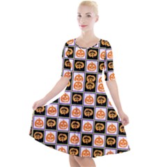 Lantern Chess Halloween Quarter Sleeve A-line Dress