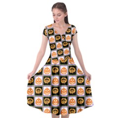 Lantern Chess Halloween Cap Sleeve Wrap Front Dress by Pakjumat