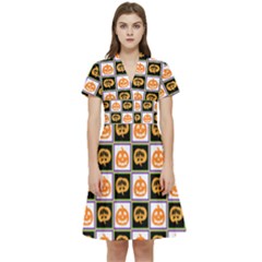 Lantern Chess Halloween Short Sleeve Waist Detail Dress by Pakjumat