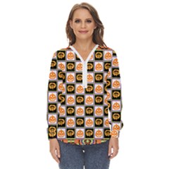 Lantern Chess Halloween Zip Up Long Sleeve Blouse