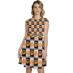 Lantern Chess Halloween Cap Sleeve High Waist Dress by Pakjumat