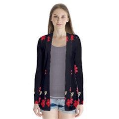 Pattern Flowers Design Nature Drape Collar Cardigan