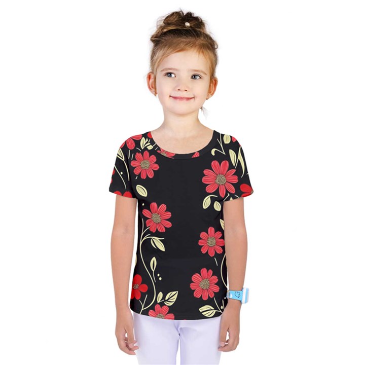 Pattern Flowers Design Nature Kids  One Piece T-Shirt