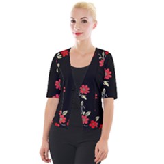 Pattern Flowers Design Nature Cropped Button Cardigan