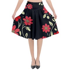 Pattern Flowers Design Nature Flared Midi Skirt