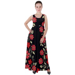 Pattern Flowers Design Nature Empire Waist Velour Maxi Dress by Pakjumat