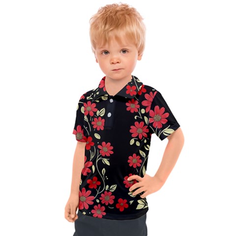 Pattern Flowers Design Nature Kids  Polo T-shirt by Pakjumat