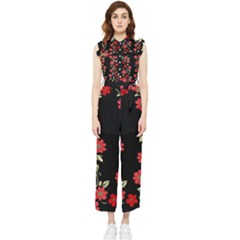 Pattern Flowers Design Nature Women s Frill Top Chiffon Jumpsuit by Pakjumat