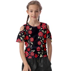 Pattern Flowers Design Nature Kids  Butterfly Cutout T-shirt