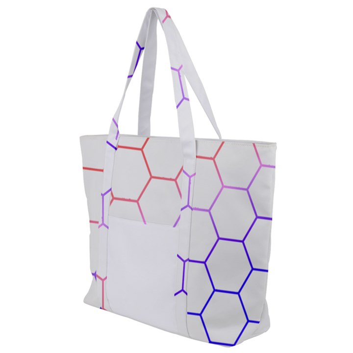 Abstract T- Shirt Honeycomb Pattern T- Shirt Zip Up Canvas Bag