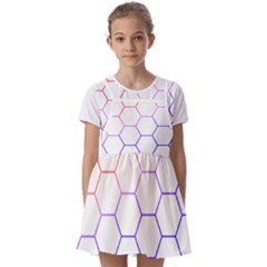 Abstract T- Shirt Honeycomb Pattern T- Shirt Kids  Short Sleeve Pinafore Style Dress by EnriqueJohnson