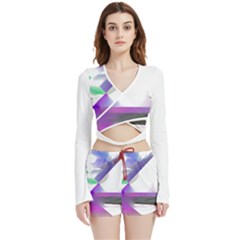 Abstract T- Shirt Purple Northern Lights Colorful Abstract T- Shirt Velvet Wrap Crop Top And Shorts Set by EnriqueJohnson