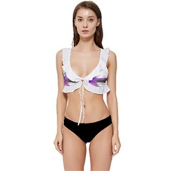 Abstract T- Shirt Purple Northern Lights Colorful Abstract T- Shirt Low Cut Ruffle Edge Bikini Top