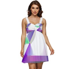 Abstract T- Shirt Purple Northern Lights Colorful Abstract T- Shirt Ruffle Strap Babydoll Chiffon Dress