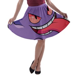 Purple Funny Monster A-line Skater Skirt by Sarkoni