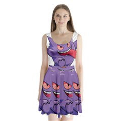 Purple Funny Monster Split Back Mini Dress  by Sarkoni