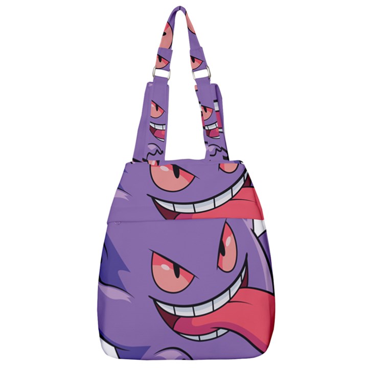 Purple Funny Monster Center Zip Backpack