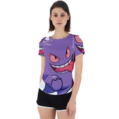 Purple Funny Monster Back Cut Out Sport T-shirt by Sarkoni