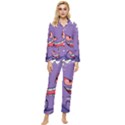 Purple Funny Monster Womens  Long Sleeve Velvet Pocket Pajamas Set View1