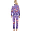 Purple Funny Monster Womens  Long Sleeve Velvet Pocket Pajamas Set View2