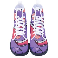 Purple Funny Monster Women s High-top Canvas Sneakers by Sarkoni