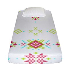 Christmas Cross Stitch Pattern Effect Holidays Symmetry Fitted Sheet (single Size) by Sarkoni