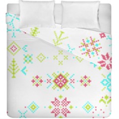 Christmas Cross Stitch Pattern Effect Holidays Symmetry Duvet Cover Double Side (king Size) by Sarkoni