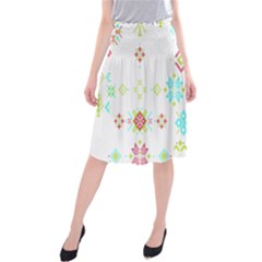 Christmas Cross Stitch Pattern Effect Holidays Symmetry Midi Beach Skirt by Sarkoni