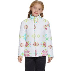 Christmas Cross Stitch Pattern Effect Holidays Symmetry Kids  Puffer Bubble Jacket Coat