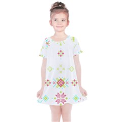 Christmas Cross Stitch Pattern Effect Holidays Symmetry Kids  Simple Cotton Dress by Sarkoni