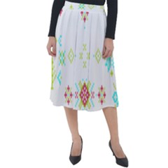 Christmas Cross Stitch Pattern Effect Holidays Symmetry Classic Velour Midi Skirt  by Sarkoni